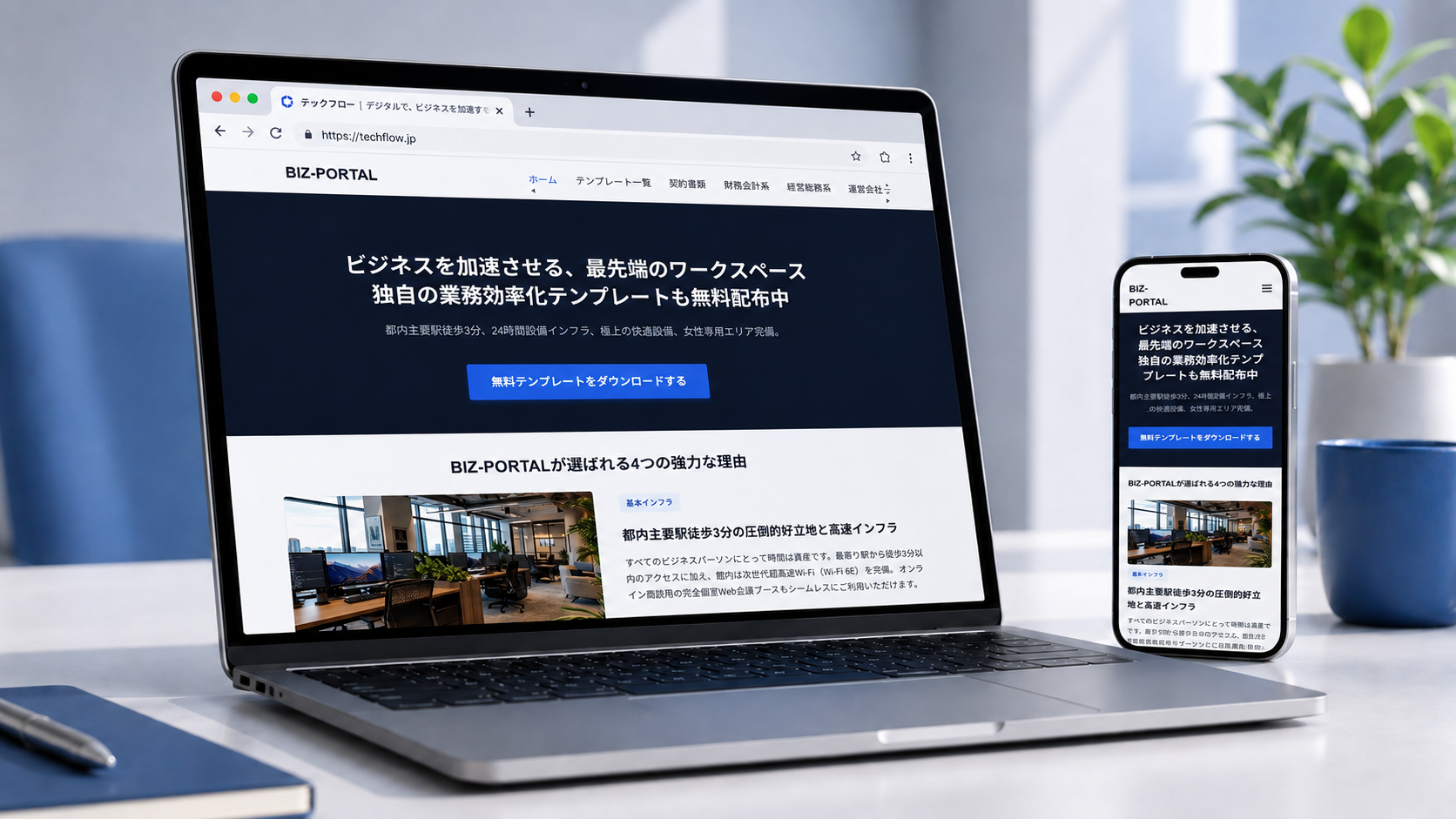 BtoB向け「テンプレート配布サイト（コワーキングスペースを扱う企業）」