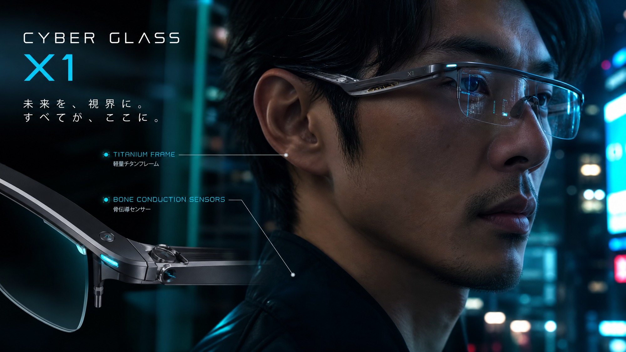 CYBER GLASS X1 の近未来的なディテール画像