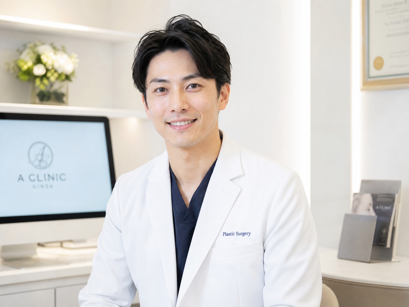 若々しくも落ち着いた雰囲気の男性医師のポートレート。